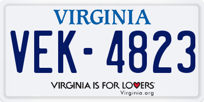 VA license plate VEK4823