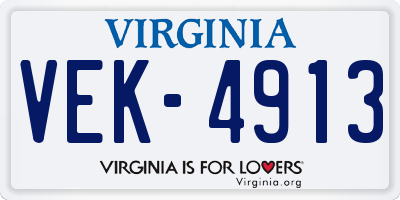 VA license plate VEK4913