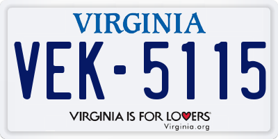 VA license plate VEK5115
