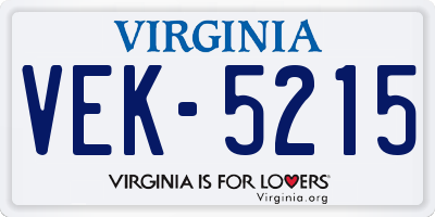 VA license plate VEK5215
