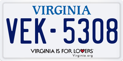 VA license plate VEK5308