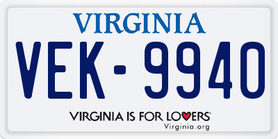 VA license plate VEK9940