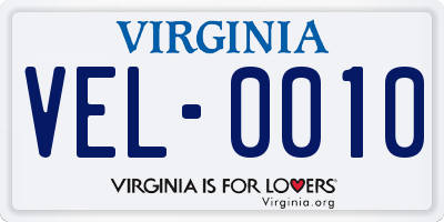 VA license plate VEL0010