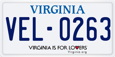 VA license plate VEL0263