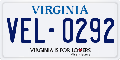 VA license plate VEL0292