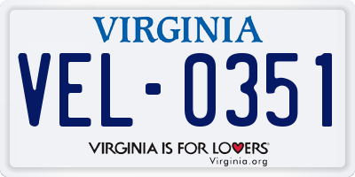VA license plate VEL0351
