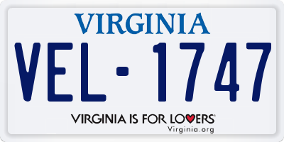 VA license plate VEL1747