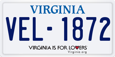VA license plate VEL1872