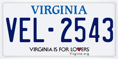 VA license plate VEL2543