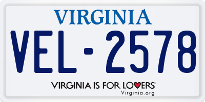 VA license plate VEL2578