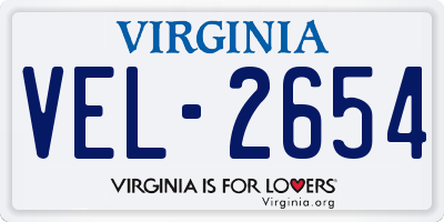 VA license plate VEL2654