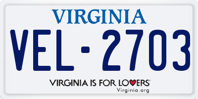VA license plate VEL2703