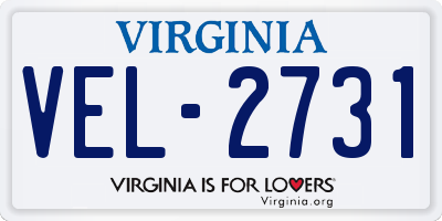VA license plate VEL2731
