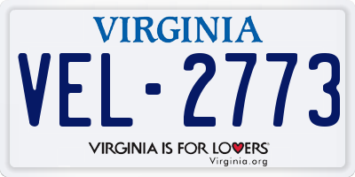 VA license plate VEL2773