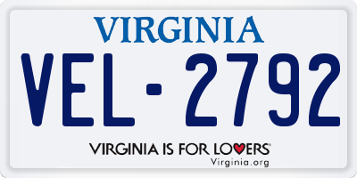VA license plate VEL2792