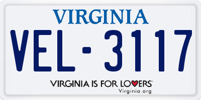 VA license plate VEL3117