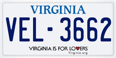 VA license plate VEL3662