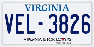 VA license plate VEL3826