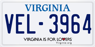 VA license plate VEL3964