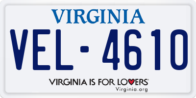 VA license plate VEL4610