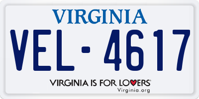 VA license plate VEL4617