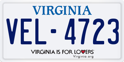 VA license plate VEL4723