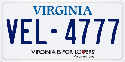 VA license plate VEL4777