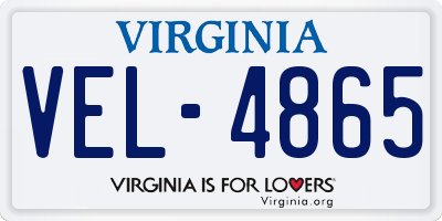 VA license plate VEL4865