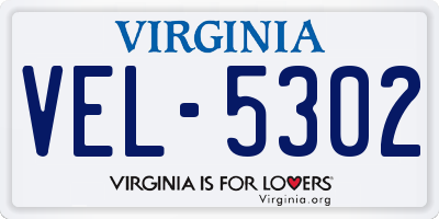 VA license plate VEL5302