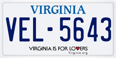 VA license plate VEL5643