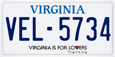 VA license plate VEL5734