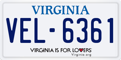 VA license plate VEL6361