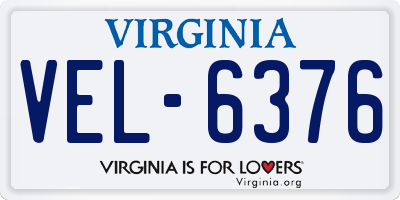 VA license plate VEL6376