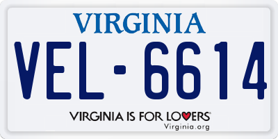 VA license plate VEL6614