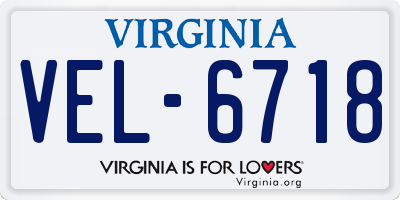 VA license plate VEL6718