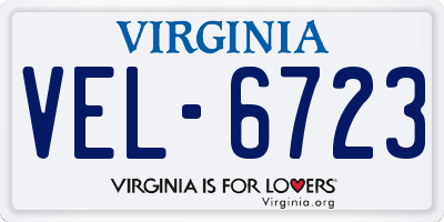 VA license plate VEL6723