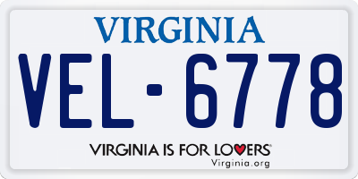 VA license plate VEL6778