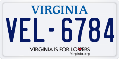 VA license plate VEL6784