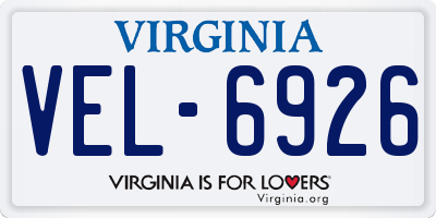 VA license plate VEL6926