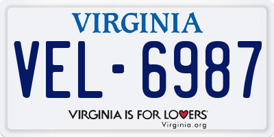 VA license plate VEL6987