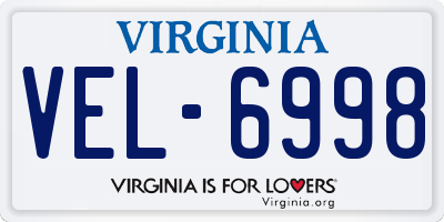 VA license plate VEL6998