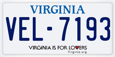 VA license plate VEL7193