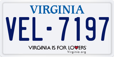 VA license plate VEL7197