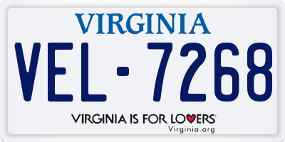 VA license plate VEL7268