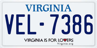 VA license plate VEL7386