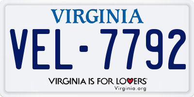 VA license plate VEL7792