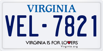 VA license plate VEL7821