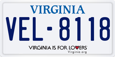 VA license plate VEL8118