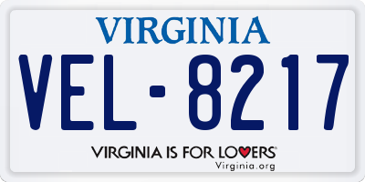 VA license plate VEL8217