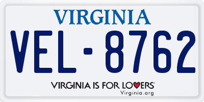 VA license plate VEL8762